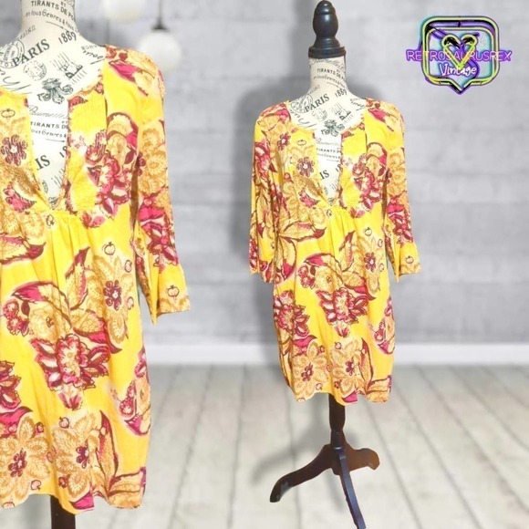 New York & Company Bohemian Indian Peasant Tunic Blouse, Medium - Picture 1 of 6